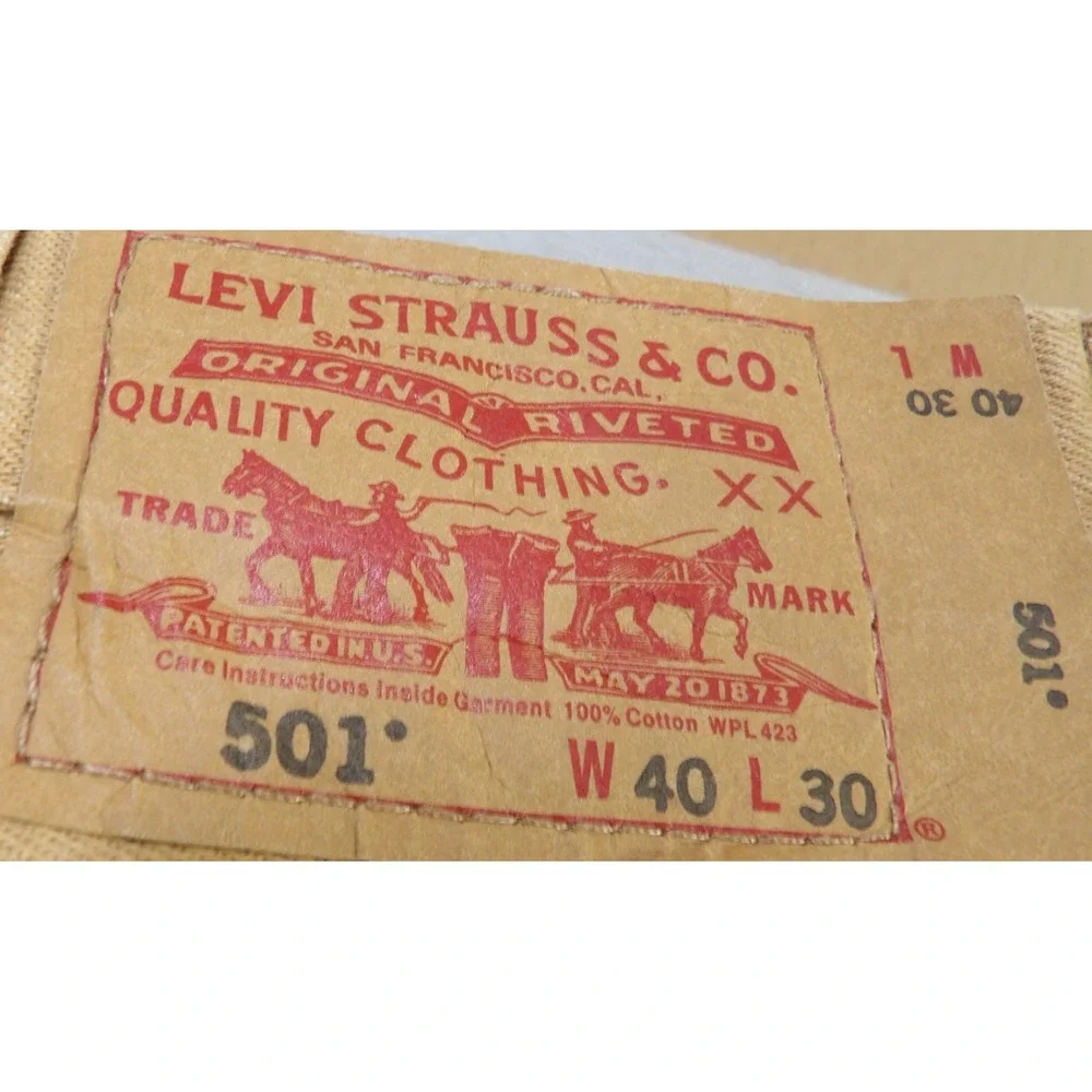 Y2K Levi 501 Original Straight Jeans Men 40x30 Brown Khaki Cotton Button Fly GUC